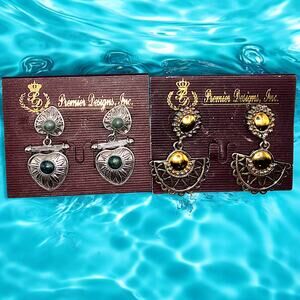 NWT Vintage Two Premier Designs Dangle Silver-Tone/Gold-Tone Earrings!